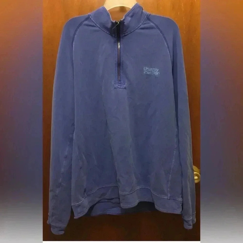 Men TOMMY BAHAMA Blue University San Diego 1/4 Zip Pullover Sweater Sz XXL 2XL